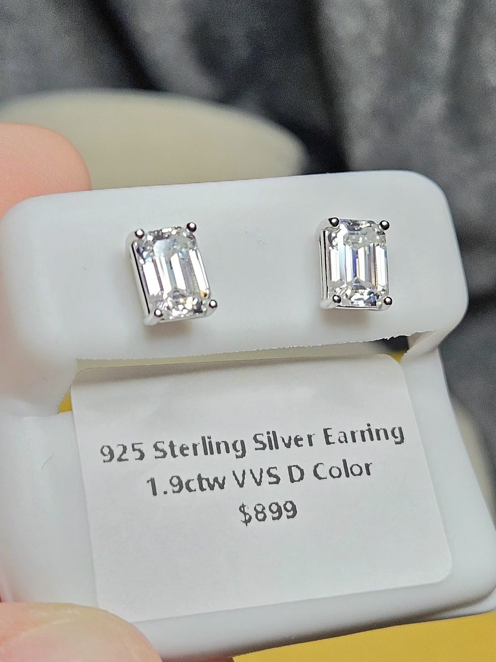 Stunning 1.9ctw Emerald-Cut Moissanite Stud Earrings (925 Sterling Silver)